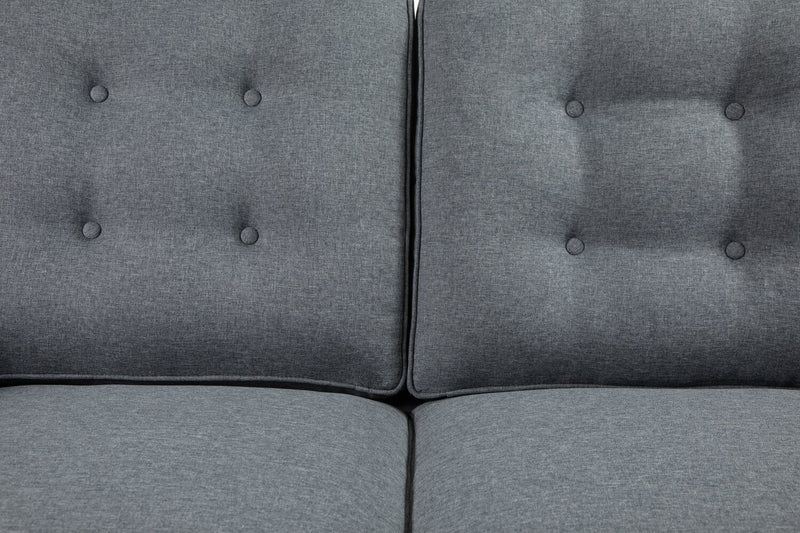 Novalee Linen-Look Fabric Loveseat - Grey
