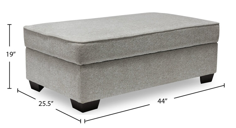 Verona Brushed Linen-Look Fabric Storage Ottoman – Beige