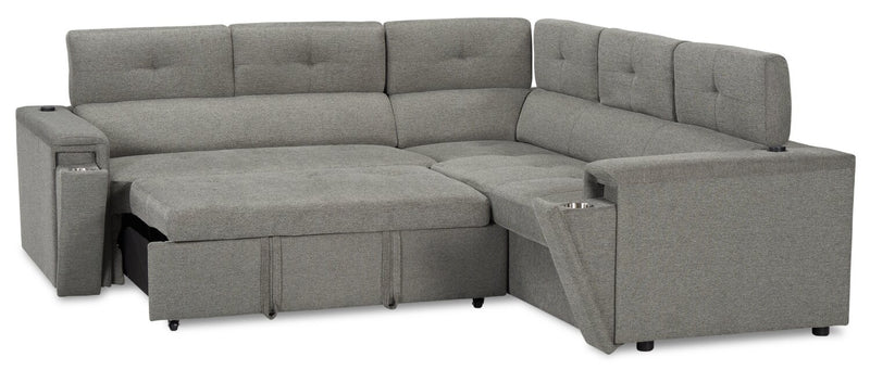 Savvy 2-Piece Left-Facing Linen-Look Sleeper Sectional