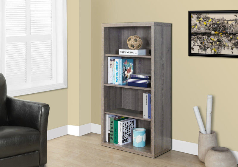Slade 4-Shelf Bookcase - Dark Taupe 