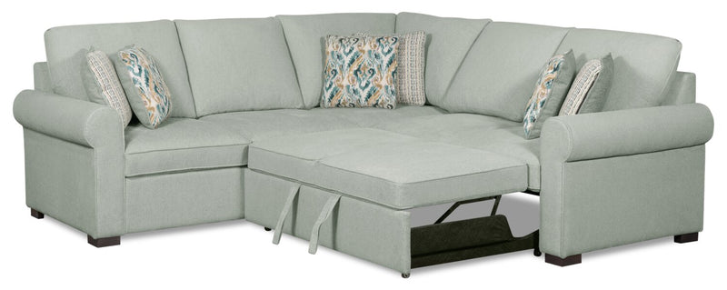 Haven 2-Piece Right-Facing Chenille Sectional with Sleeper Sofa - Seafoam
