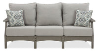 Cape Outdoor Patio Sofa - High Density Plastic & Nuvella Fabric, UV & Weather Resistant - Grey 