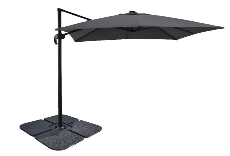 Solar Cantilevered Patio Umbrella with 4-Piece Base