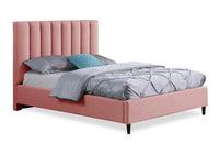 Kort & Co. Rain Upholstered Platform Bed in Pink Fabric, Tufted - Full Size 