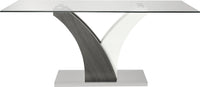 Tuxedo Dining Table with Glass Top, Pedestal Base, 72