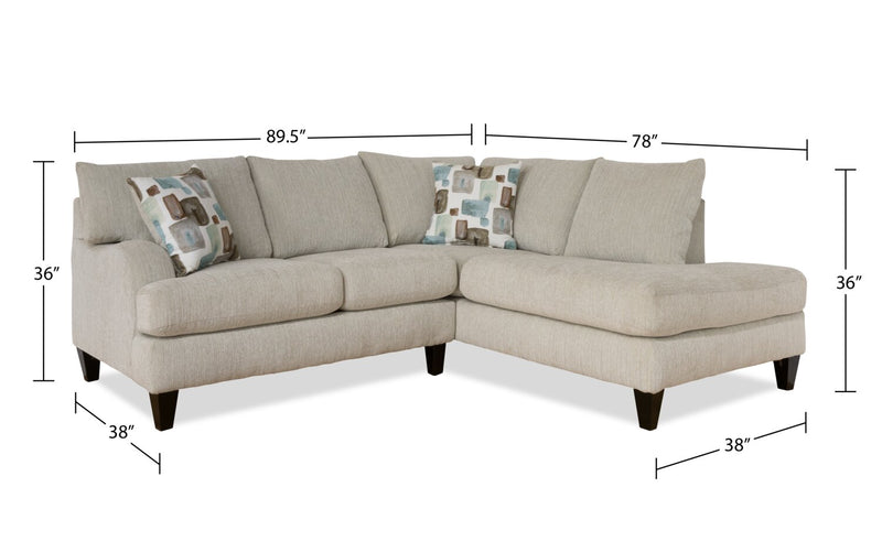 Nofia 2-Piece Chenille Right-Facing Sectional - Linen