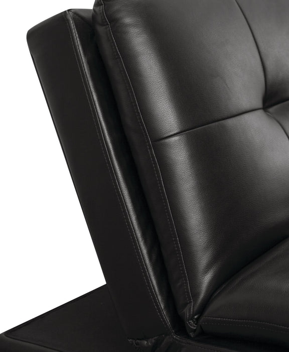June Leather-Look Fabric Futon - Black