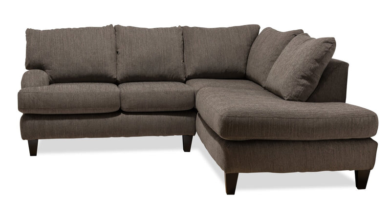 Nofia 2-Piece Chenille Right-Facing Sectional - Charcoal