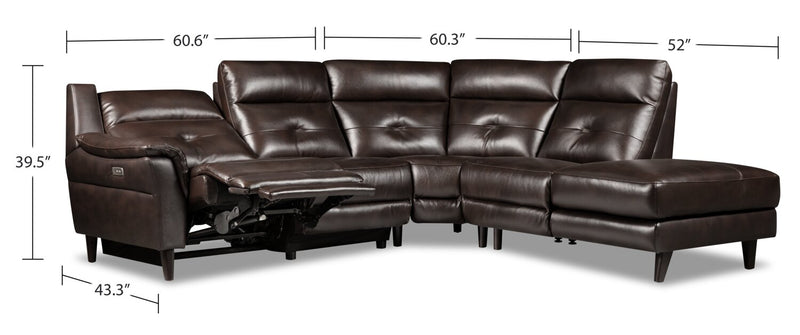 Envia 3-Piece Right-Facing Power Reclining Sectional - Brown 