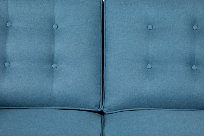 Novalee Linen-Look Fabric Loveseat - Blue