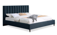 Kort & Co. Rain Upholstered Platform Bed in Blue Fabric, Tufted - King Size 