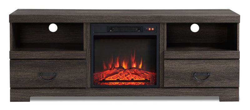 Asher 60\" TV Stand with Log Fireplace