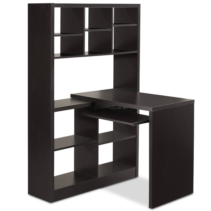 Mollie Reversible Desk with Bookcase - Espresso 