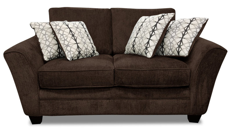 Febe Chenille Loveseat - Brown