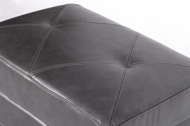 Vita 100% Genuine Leather Ottoman - Charcoal