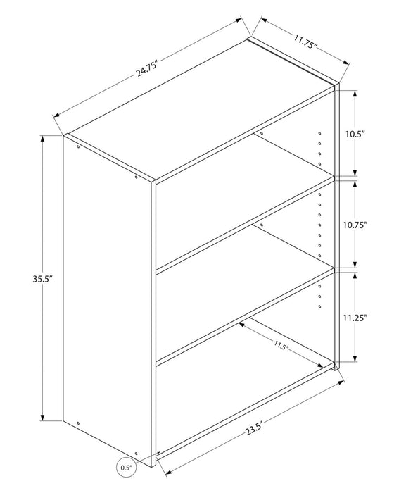 Slade 3-Shelf Bookcase - Grey
