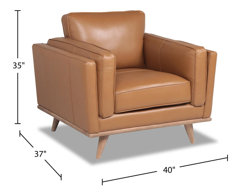 Vivia Top-Grain Genuine Leather Chair - Caramel