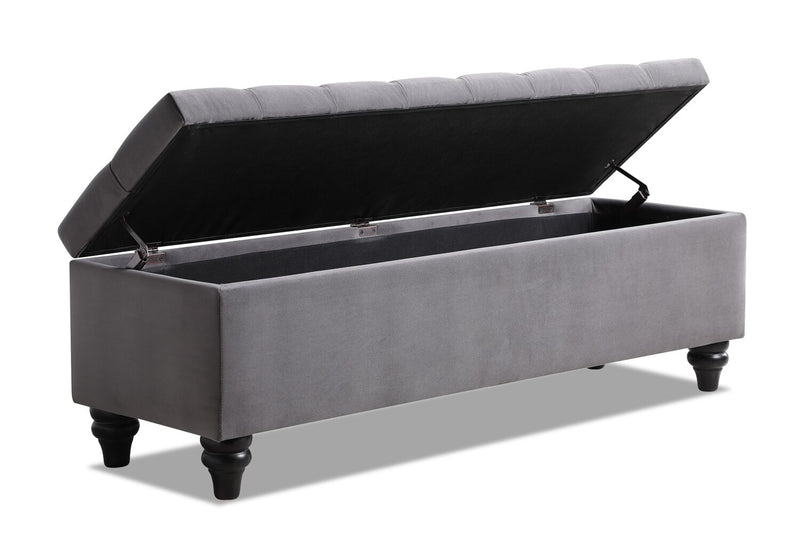 Sage Velvet Bench with Storage