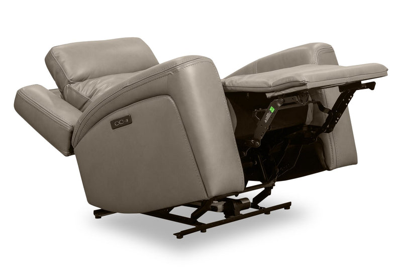 Prescott Genuine Leather Power Reclining Chair - Grey