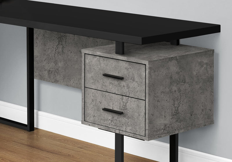 Marnie Reversible L-Shaped Corner Desk - Black Concrete-Look