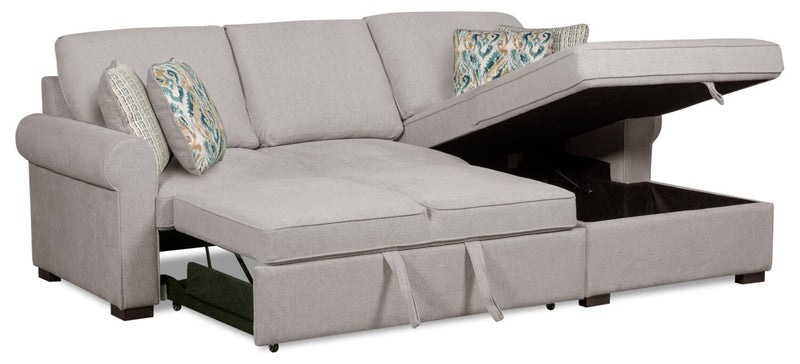 Haven 2-Piece Right-Facing Chenille Sleeper Sectional - Grey