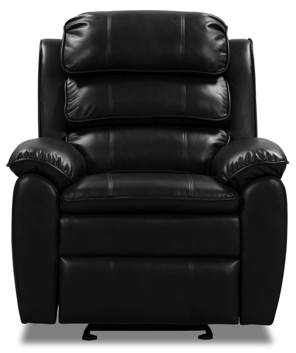 Adam Leather-Look Fabric Glider Recliner - Black