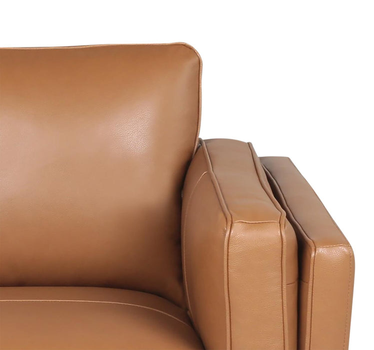 Vivia Top-Grain Genuine Leather Loveseat - Caramel