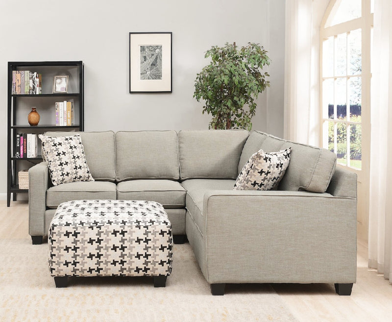 Sawyer 2-Piece Linen-Look Fabric Sectional - Light Grey
