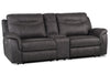 Floy Faux Suede Power Reclining Loveseat with Power Headrest and Console - Grey