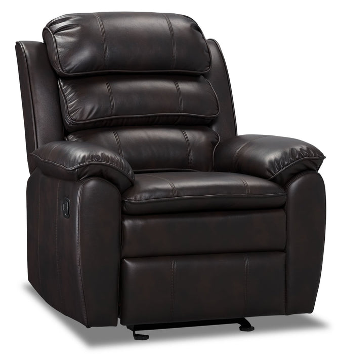 Adam Leather-Look Fabric Glider Recliner - Brown