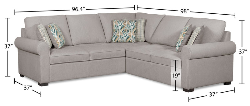 Haven 2-Piece Right-Facing Chenille Sectional - Grey