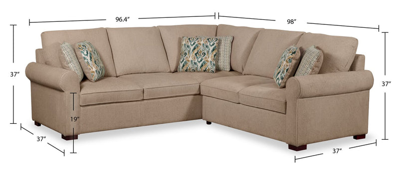 Haven 2-Piece Left-Facing Chenille Sectional - Taupe