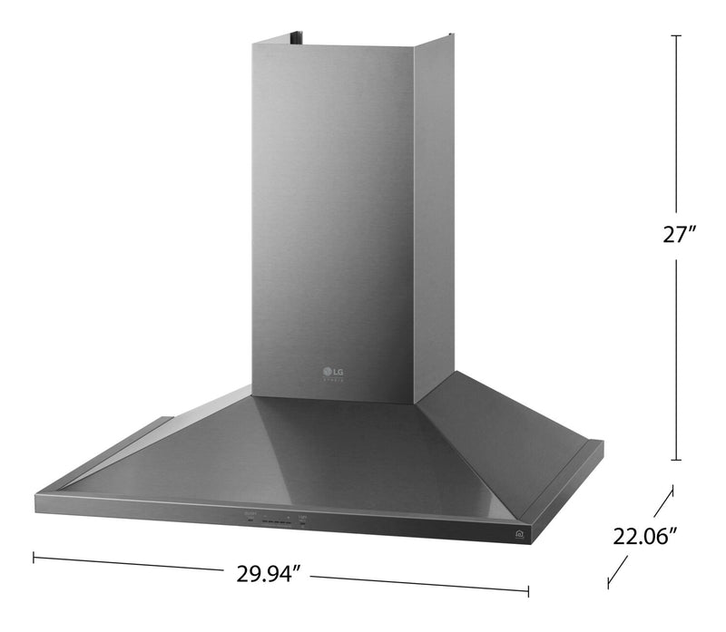 LG STUDIO 30\" Wall-Mount Chimney Hood - LSHD3080ST