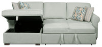 Scott Living Haven 2-Piece Left-Facing Chenille Fabric Sleeper Sectional with Storage Chaise - Seafoam Blue 