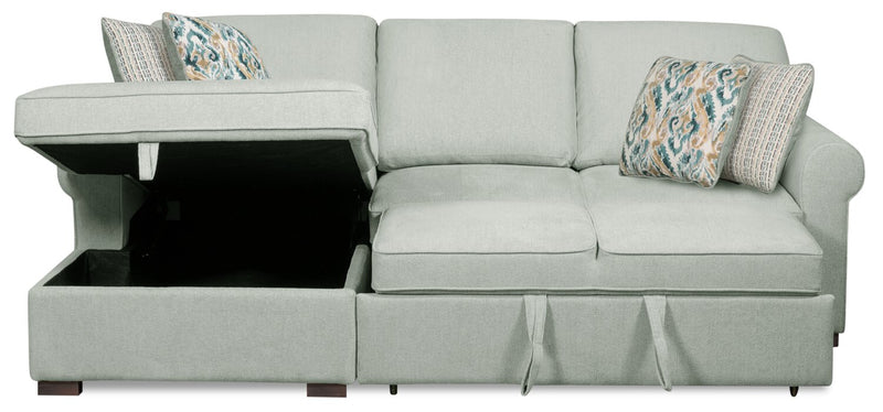 Haven 2-Piece Left-Facing Chenille Sleeper Sectional - Seafoam