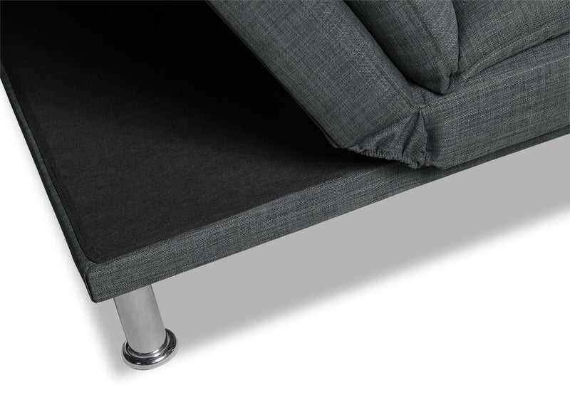 June Linen-Look Fabric Futon - Grey