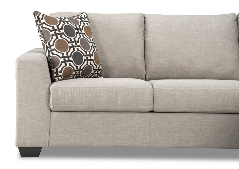 Nina 2-Piece Linen-Look Fabric Reversible Sectional - Taupe