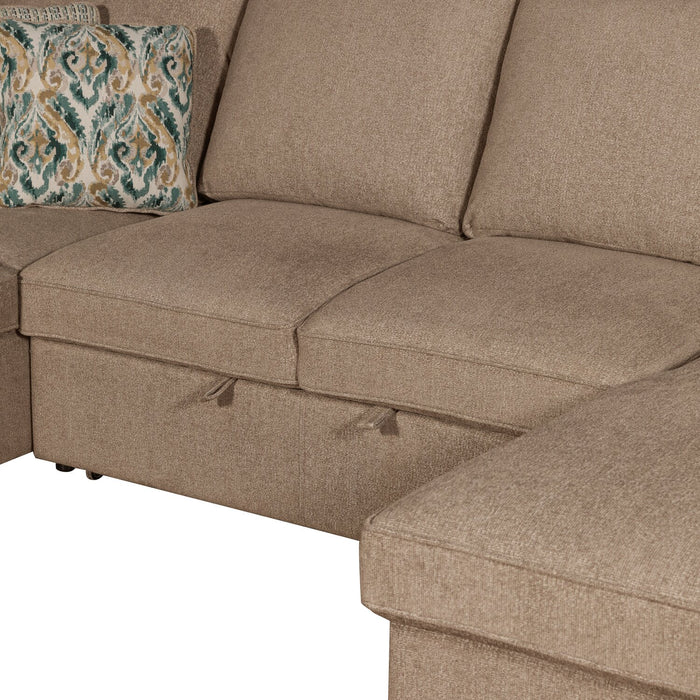 Haven 3-Piece Chenille Right-Facing Sleeper Sectional - Taupe