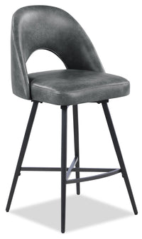 Kort & Co. Bay Counter-Height Stool with Swivel Seat & Vegan Leather Fabric, 25.5