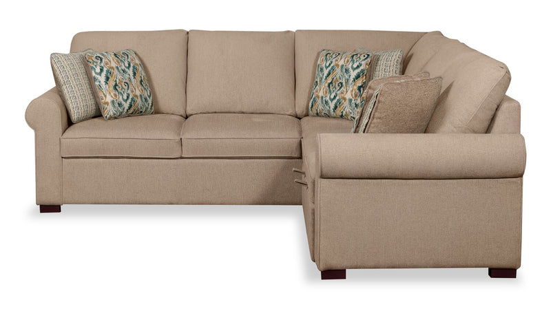 Haven 2-Piece Right-Facing Chenille Sectional with Sleeper Sofa - Taupe