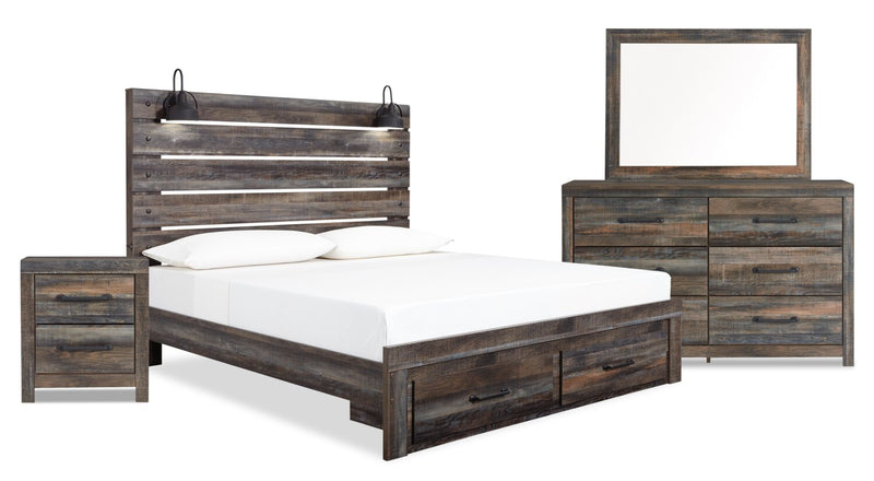 Abby 6-Piece King Storage Bedroom Package - Brown