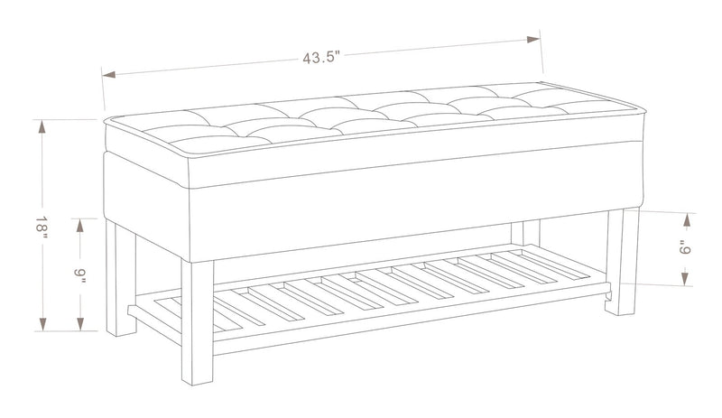 Ryan Storage Bench - Light Grey