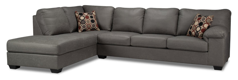 Morty 2-Piece Leather-Look Fabric Left-Facing Sofa Bed Sectional - Grey