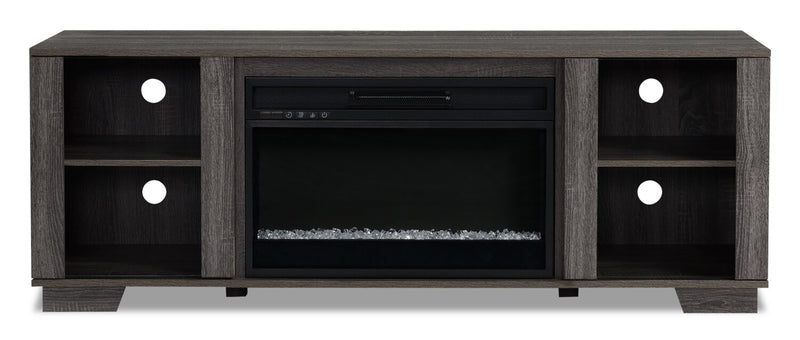Antoni 62” TV Stand with Crystal Ember Firebox - Grey