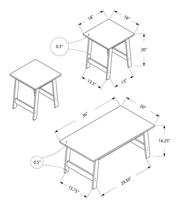 Jacey 3-Piece Coffee and Two End Tables Package - Grey 