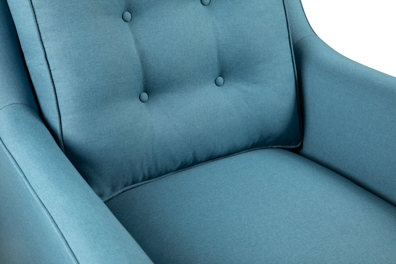 Novalee Linen-Look Fabric Chair - Blue