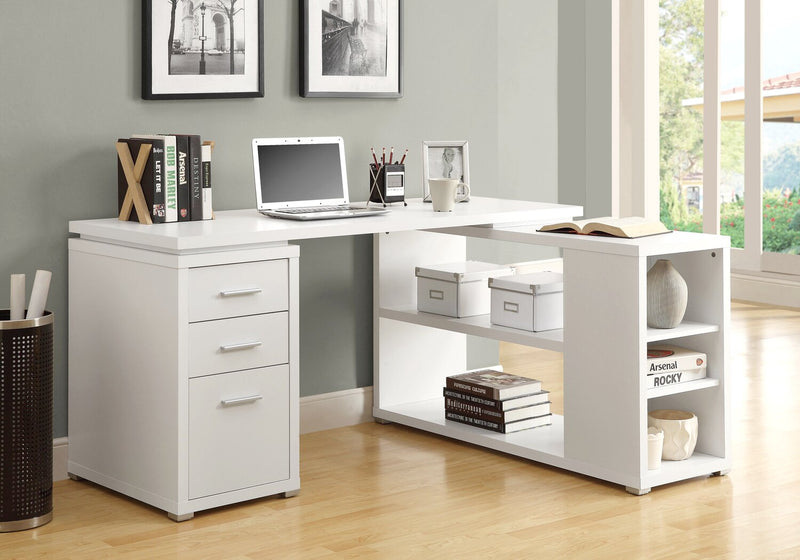 Rickey L-Shaped Corner Desk - White 