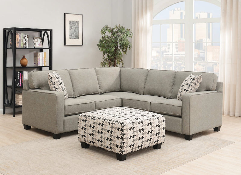 Sawyer 2-Piece Linen-Look Fabric Sectional - Light Grey