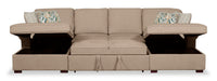 Scott Living Haven 3-Piece Chenille Fabric Sleeper Sectional with Two Storage Chaises - Taupe