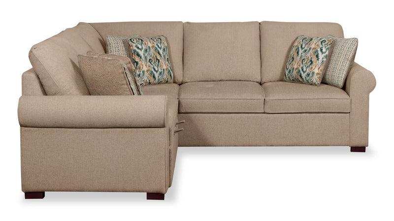 2-Piece Chenille Sectional with Left-Facing Sleeper Sofa - Taupe